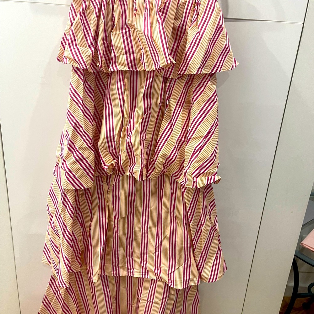 Women’s MDS stripes maxi skirt in pink and orange - Picture 2 of 2